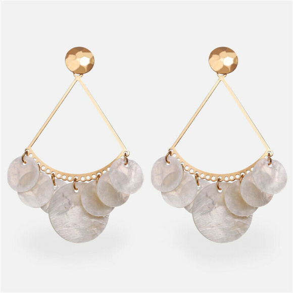 Handmade Shell  Boho Dangle earrings - Picture 4 of 4